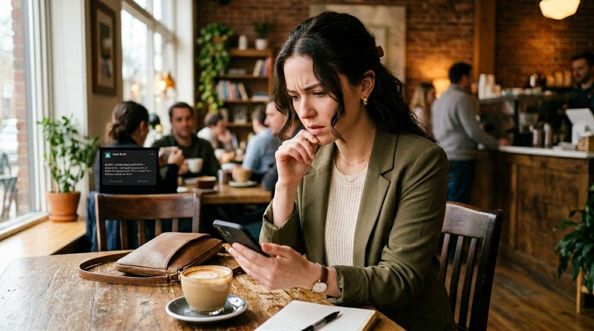 Como proteger minha conta Mercado Pago de hackers e manter seu dinheiro seguro 2 Mulher com cara de preocupada mexendo no celular