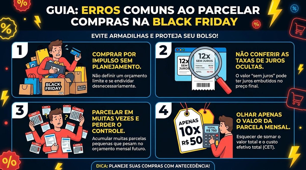 Erros comuns ao parcelar compras na Black Friday e como proteger seu orçamento 2 Erros Comuns Ao Parcelar Compras Na Black Friday Guia