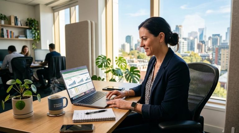 Como investir na sua aposentadoria sendo empreendedor e construir renda além do INSS 4 Pessoa empreendedora analisando um planejamento de aposentadoria em uma mesa com caderno e celular